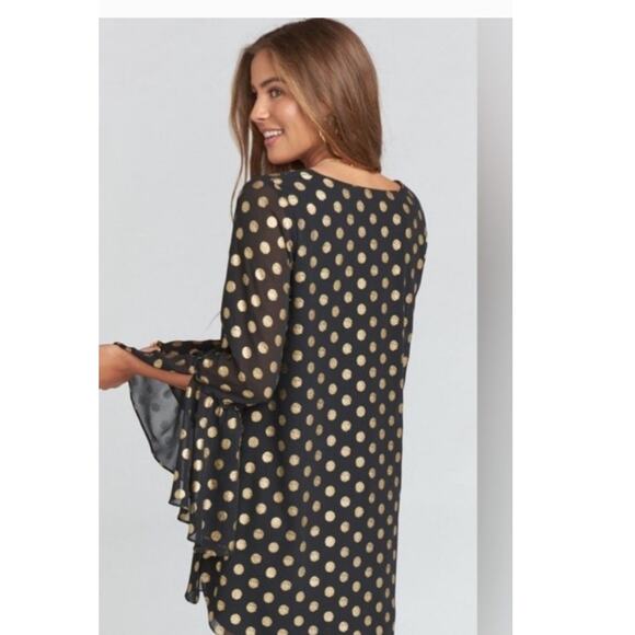Show Me Your Mumu MARCIA Black and Gold Cosmic Dot Mini Dress - Picture 6 of 8